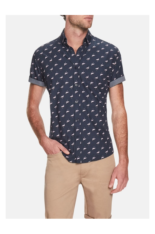 Tarocash Shirt S/S Flamingo Print
