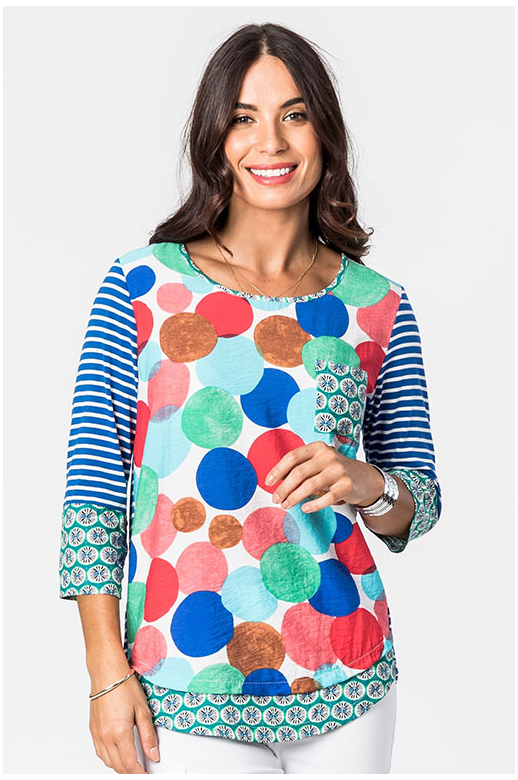 Democracy Top V-Neck Multi 3/4 Sleeve