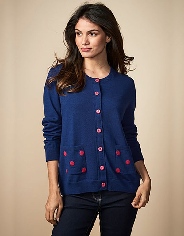 Newport Knit Cardi Spot Pocket/Back BrandsLadies Yarntons New
