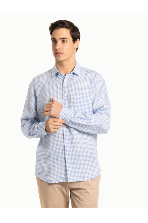 Blazer Shirt L/S Linen Mini Check 