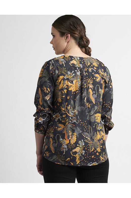 Foil Blouse Viscose Zip Front Tab Sleeve BrandsLadies Yarntons