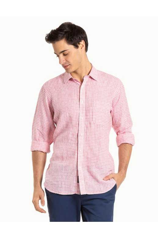 Blazer Shirt S/S Linen Mini Check