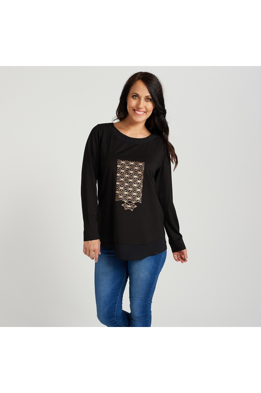 Seduce Top L/S Foil Print