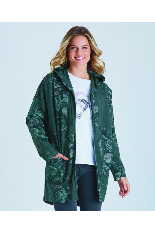 Threadz Jacket Floral Zip With Hood