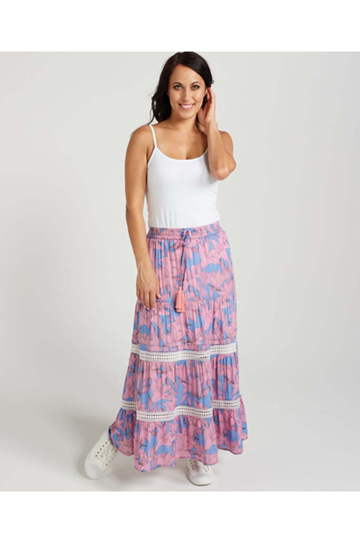 Zafina Skirt Tiered Lace Trim