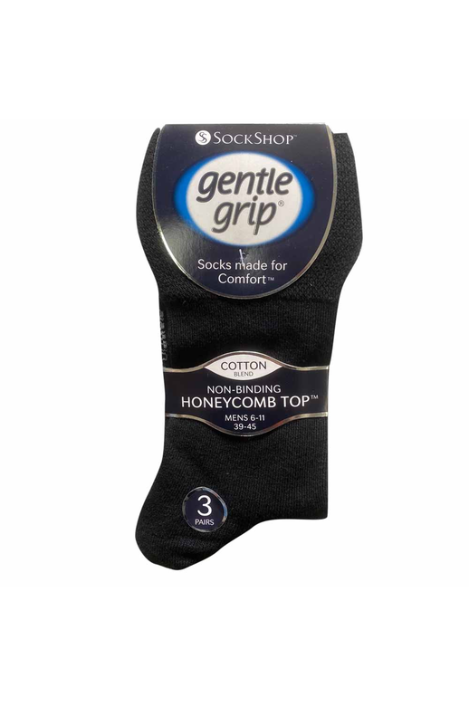 Gentle Grip Plain Cotton Sock 3 Pack
