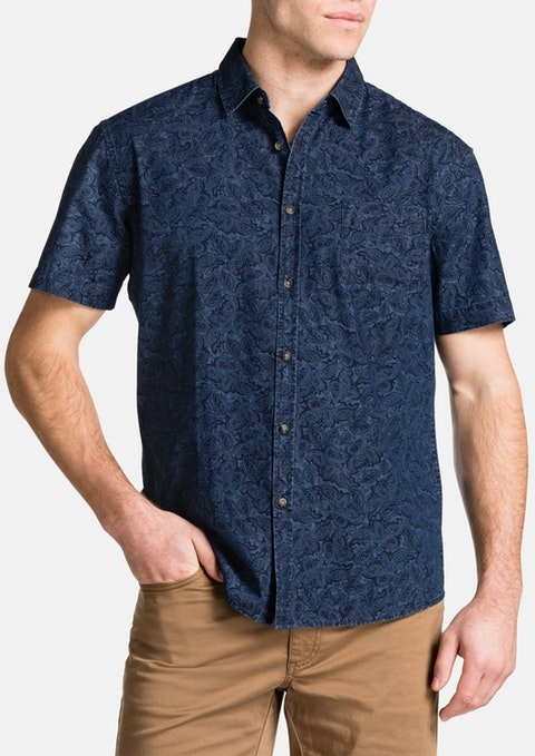 Tarocash Shirt S/S Paisley Denim - Men's Shirts | Yarntons | Free NZ ...