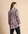 Foil Blouse Viscose Zip Front Tab Sleeve