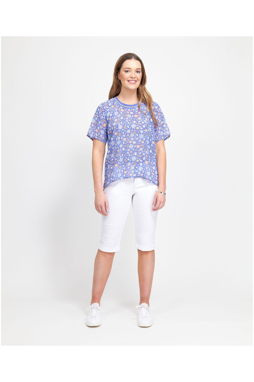 Memo Tee Swing Rib Trim Chiffon