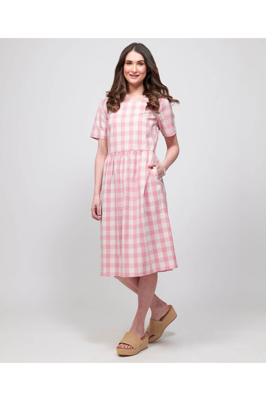 Foil Dress Gathered Waist Linen BrandsLadies Yarntons New