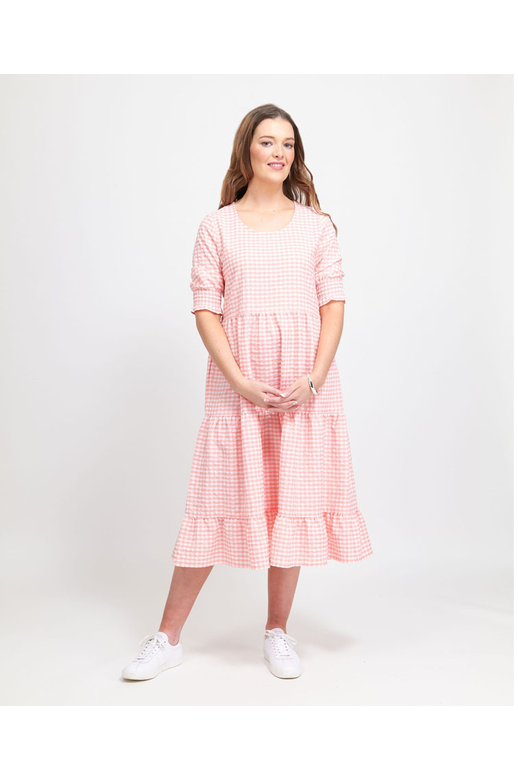 Oh Three Dress Scoop Neck Tiered Linen
