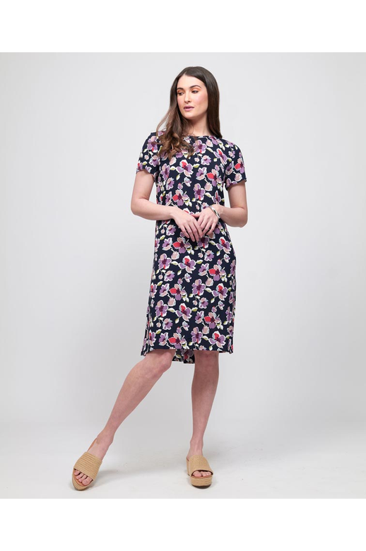 Foil Dress Bow Back Detail Crepe Print