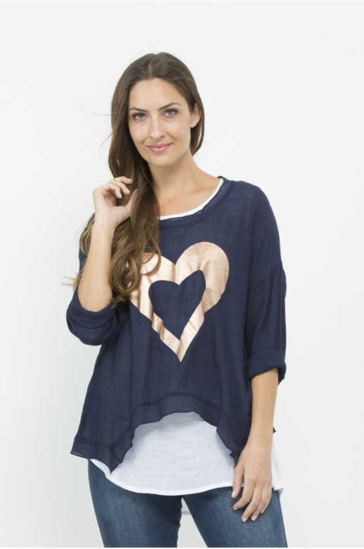Threadz Top Heart Print With Cami