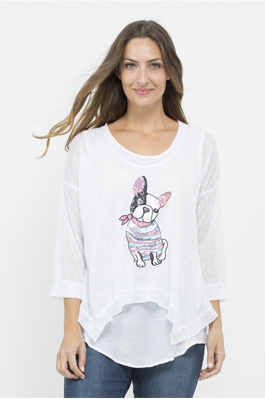 Threadz Top Sequin Dog With Cami