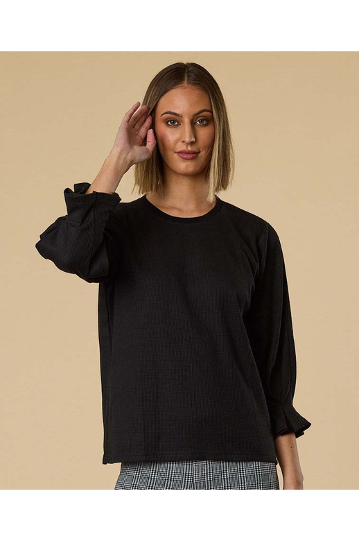 Democracy Top Stella Waffle Pleat Sleeve