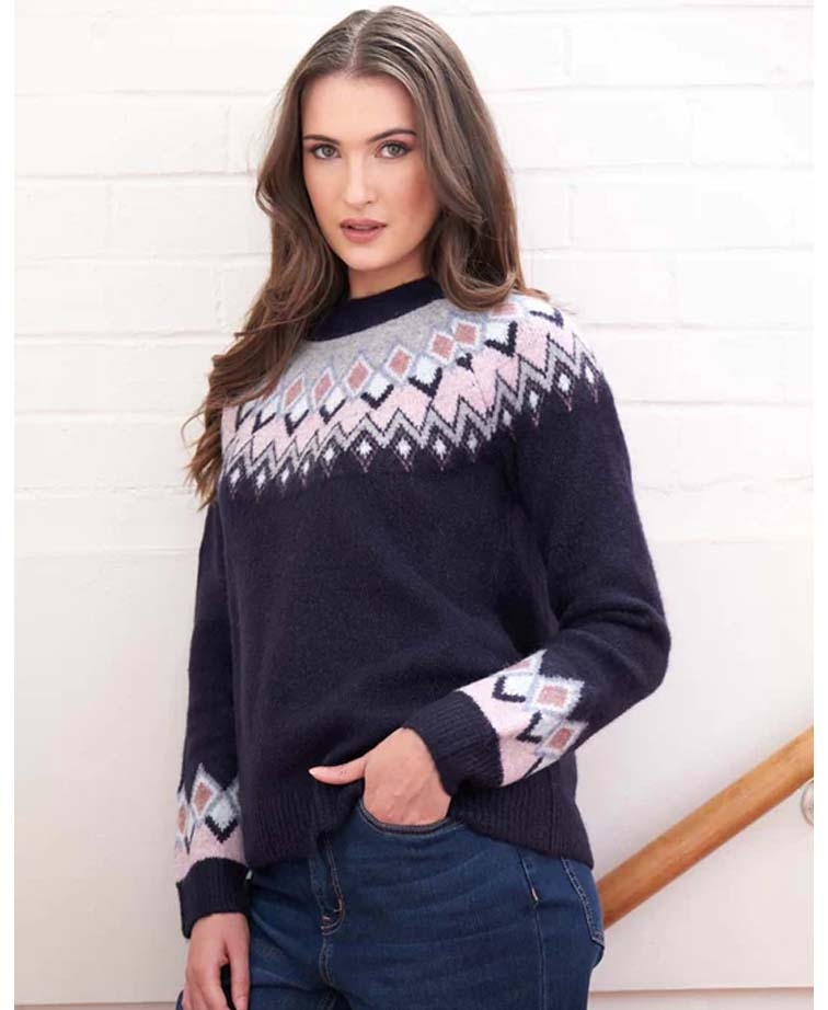 Foil Jumper Fair Isle Alpaca Blend BrandsLadies Yarntons New Zealand’s Trusted Fashion