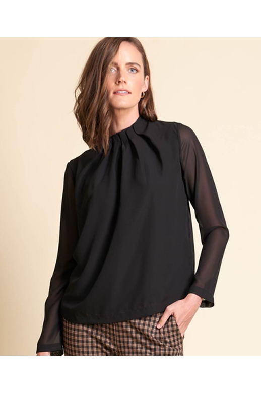 Memo Top Gathered High Neck Chiffon