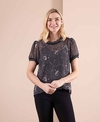 Memo T-Shirt Swing Rib Trim Chiffon
