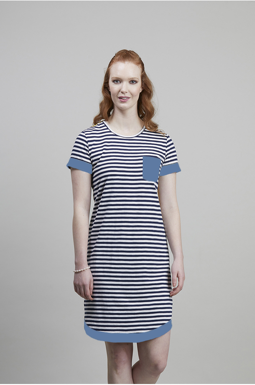 Memo Dress S/S Stripe Knit/Woven