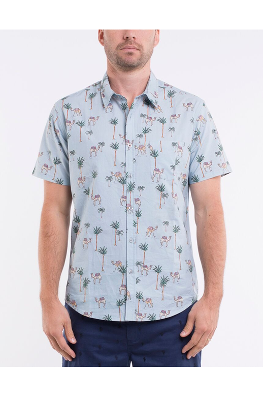 Chester St Shirt S/S Camel Print