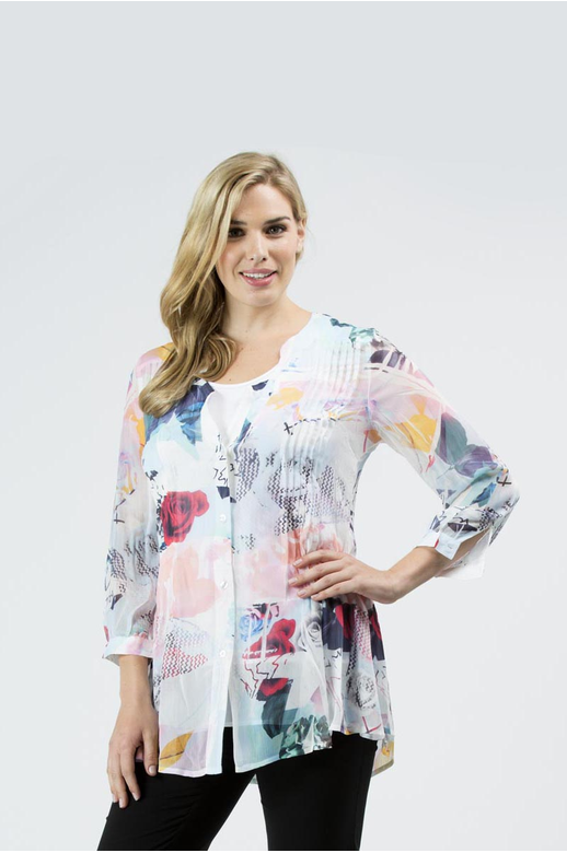 Clarity Blouse Digital Print Pleat Front