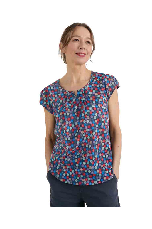 Seasalt Women's Snugsoft Top In Sunlit Leaves Dark Jade main image 1