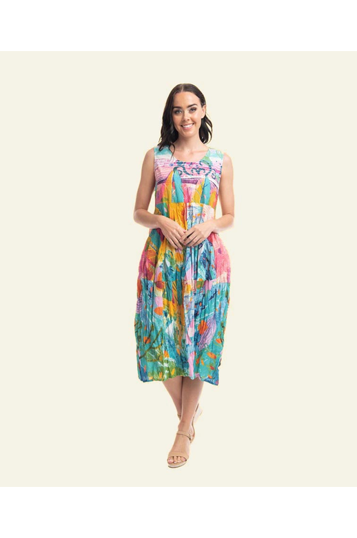 Orientique Dress S/L Bubble Woven