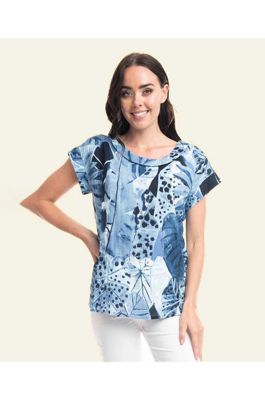 Orientique Top S/S Folded Neck Agios