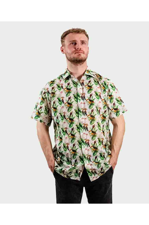 Michel Rouen Shirt S/S Bamboo Birds Print