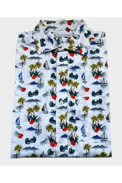 Michel Rouen Shirt S/S Cotton Sailing Print