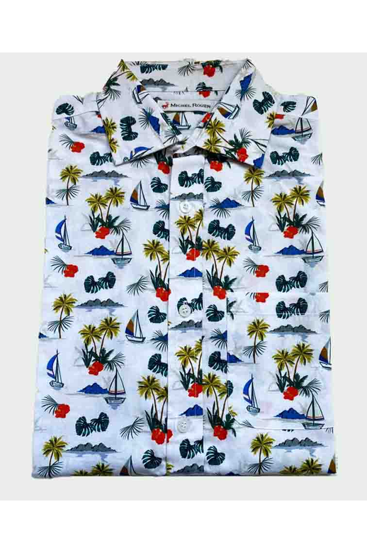 Michel Rouen Shirt S/S Cotton Sailing Print