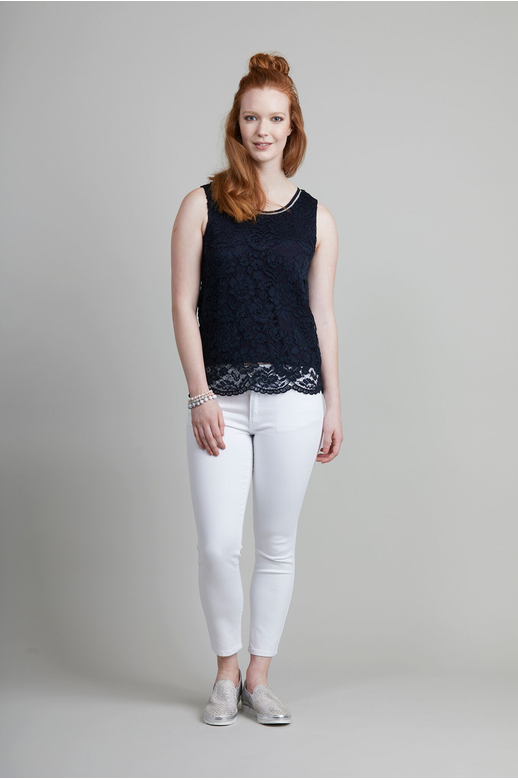 Oh Three Top Tank Lace S/L Rib Trim