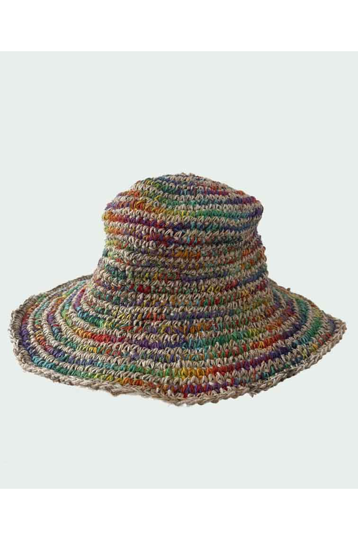 Sababa Crochet Rainbow White Base Small Brim