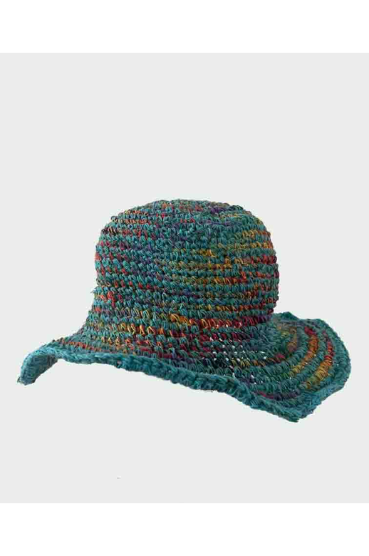 Sababa Crochet Rainbow Turquoise Base Small Brim
