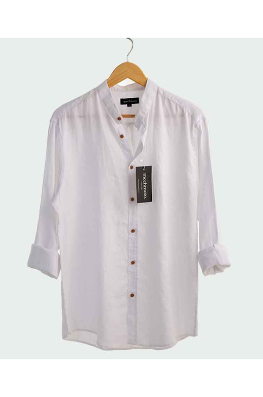 Mechmoto Shirt L/S Linen Mandarin Collar
