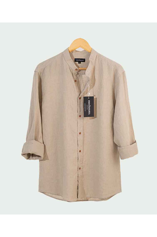 Mechmoto Shirt L/S Linen Mandarin Collar