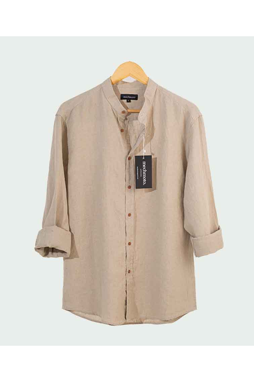 Mechmoto Shirt L/S Linen Mandarin Collar