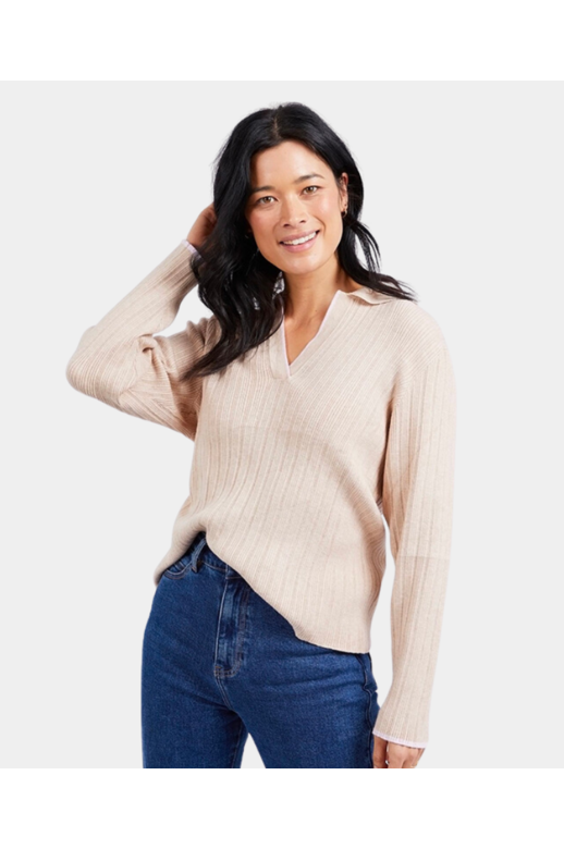 Elm Knit Maple Open Collar