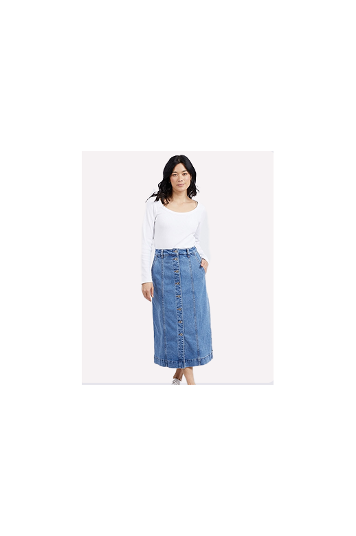 Elm Skirt Florence Button Thru Denim