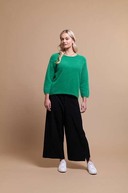 Foil Jumper Boxy High Low Feather
