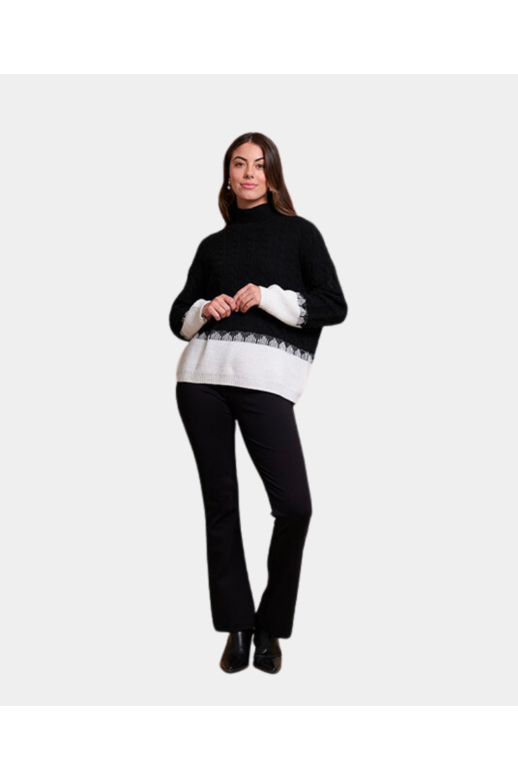 Oh Three Jumper Cable Knit Contrast Hem