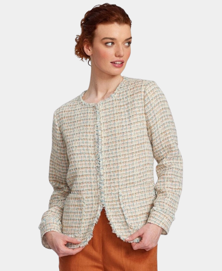 Tweed frayed jacket hotsell