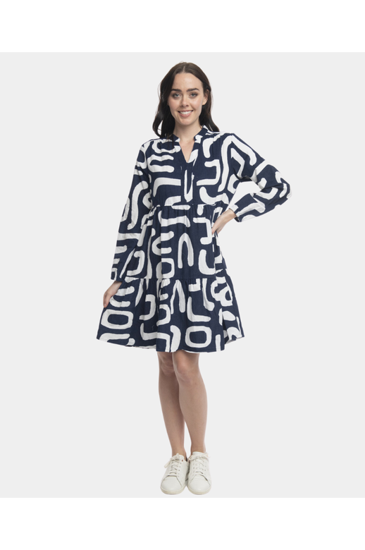 Orientique Dress Short Layered Cord Printed