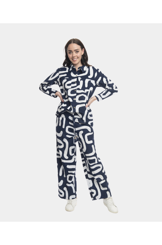 Orientique Pants Flared Cord Printed