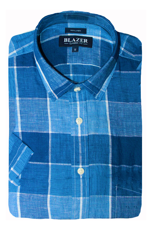Blazer Shirt S/S Linen Big Check