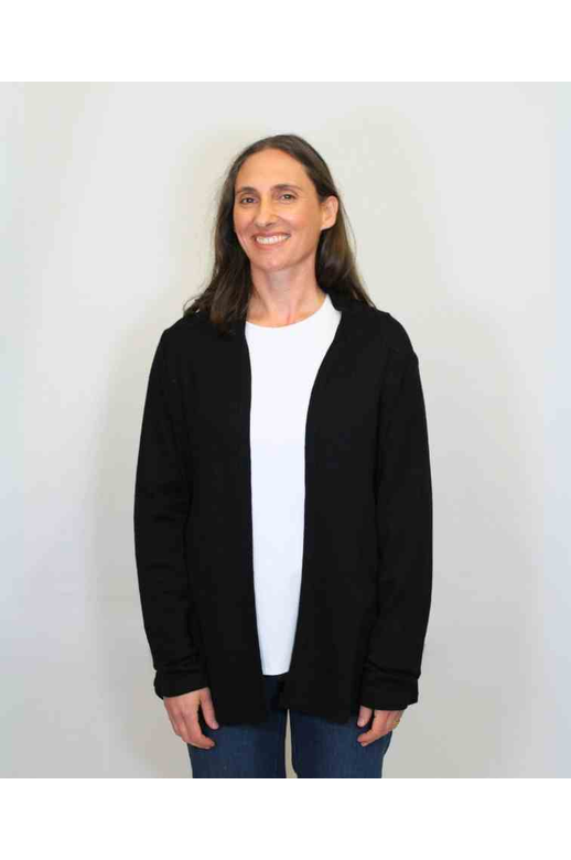 Foil Cardi Merino Open Front Tie Detail