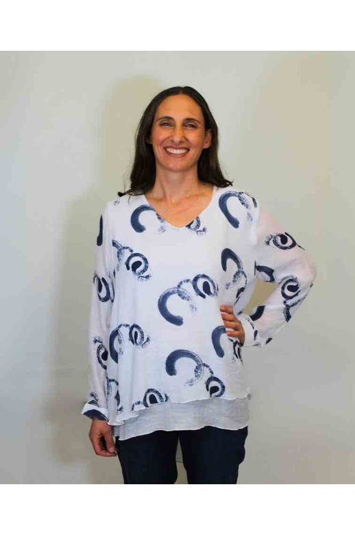 Clarity Top Abstract Print Layered 2in1