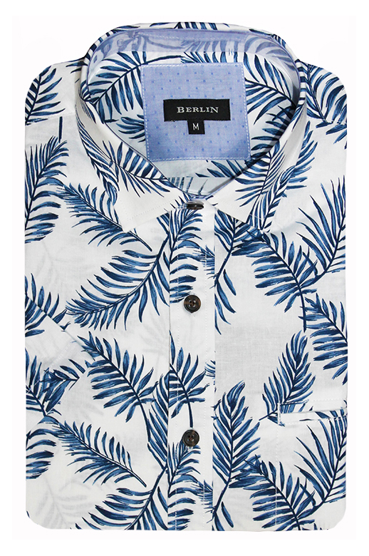 Berlin Shirt S/S Leaf Print