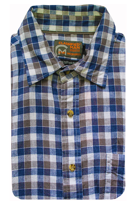 Classified Man Shirt S/S Linen Check