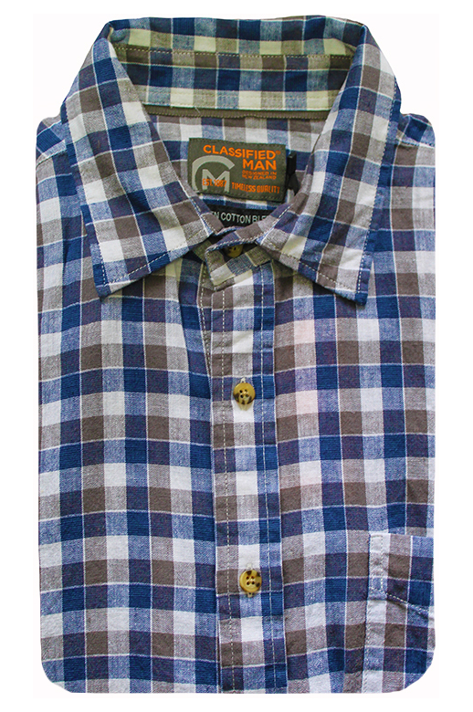 Classified Man Shirt S/S Linen Check